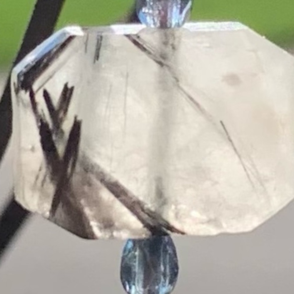 Rutilated Quartz/Tanzanite earrings. Hand made. Good quality. - Picture 2 of 8